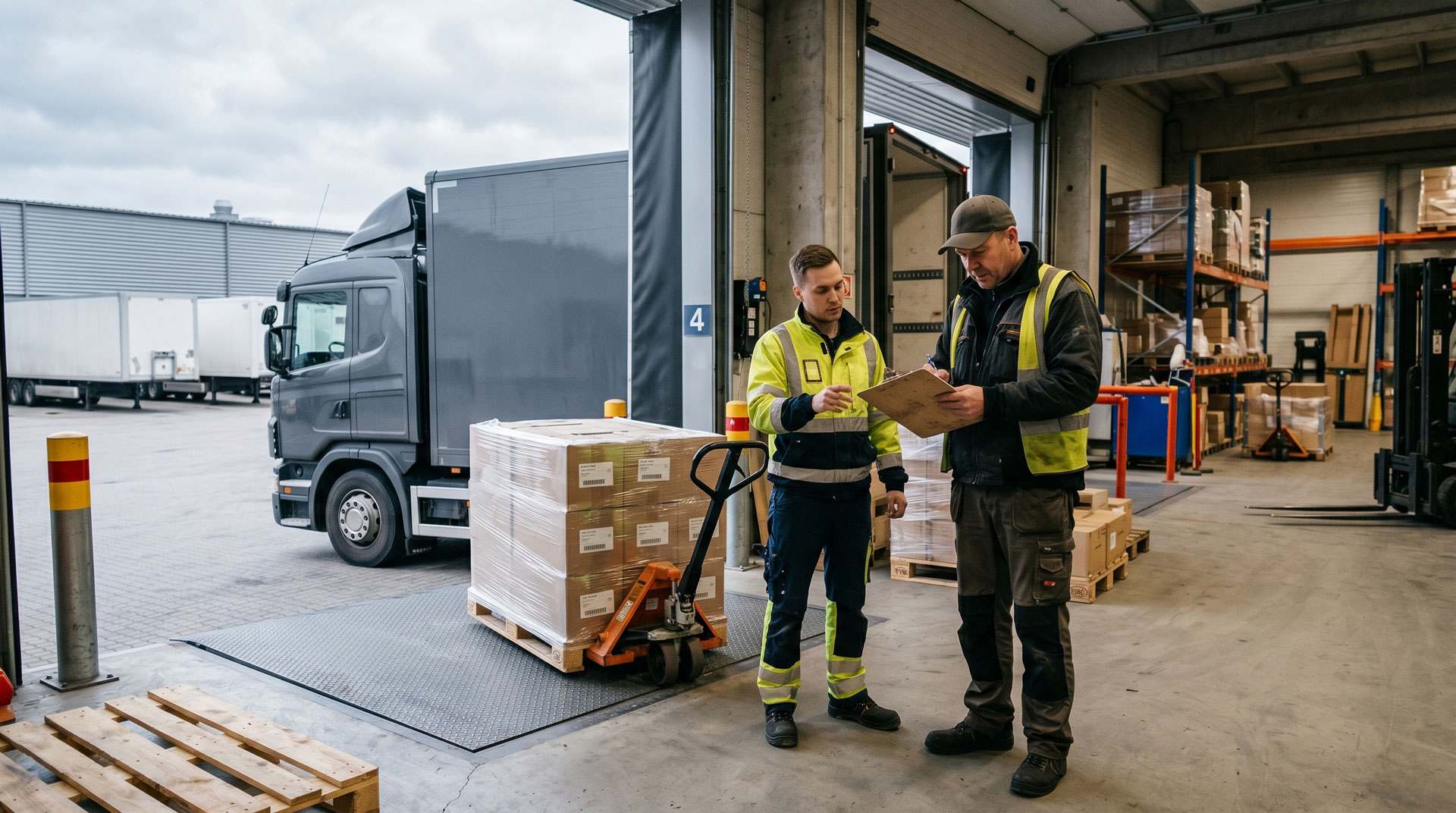 Lagervikarer tjekker pakkeforsendelser