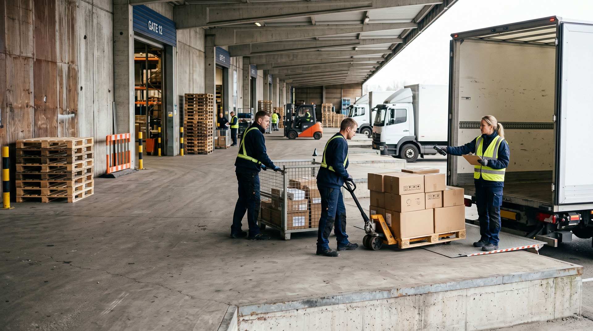 Lagervikarer håndterer pakkeforsendelse